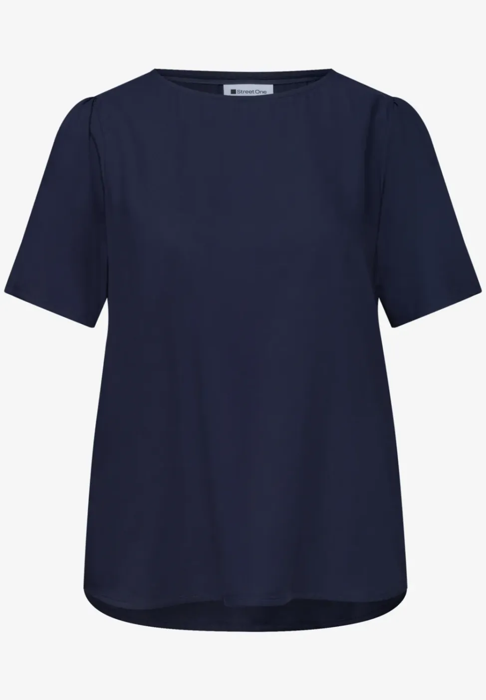 Blouse met ronde hals en korte pofmouwen