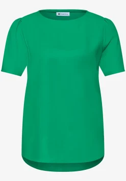 Blouse met ronde hals en korte pofmouwen