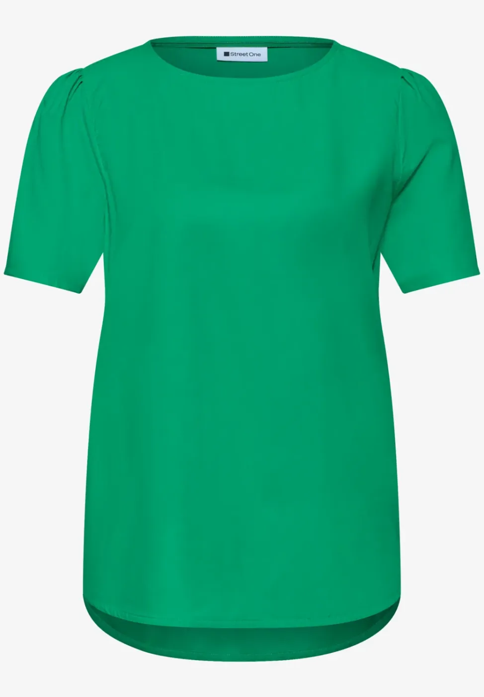 Blouse met ronde hals en korte pofmouwen
