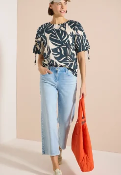 Blouse met ronde hals en rimpels