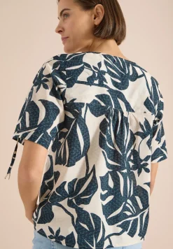 Blouse met ronde hals en rimpels