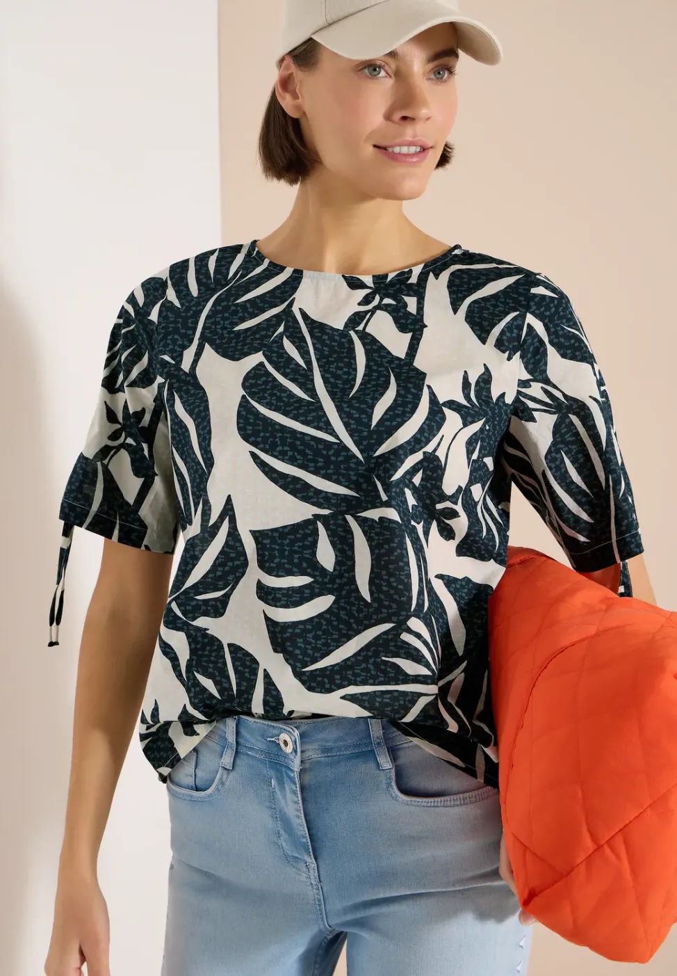 Blouse met ronde hals en rimpels
