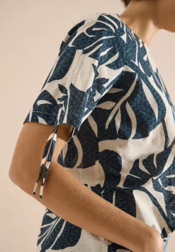 Blouse met ronde hals en rimpels