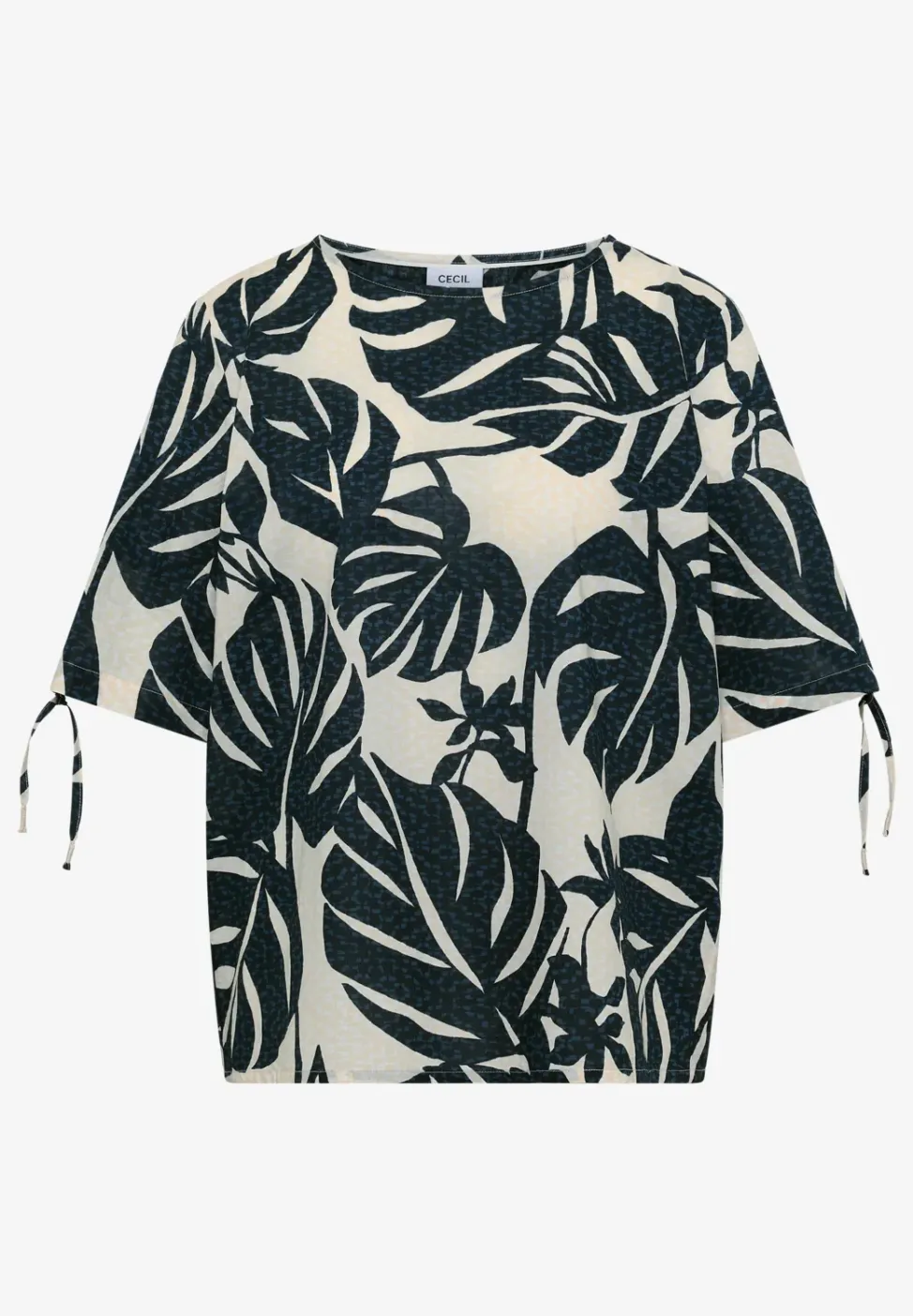 Blouse met ronde hals en rimpels