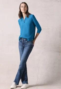 Blouse met tricot mouwen