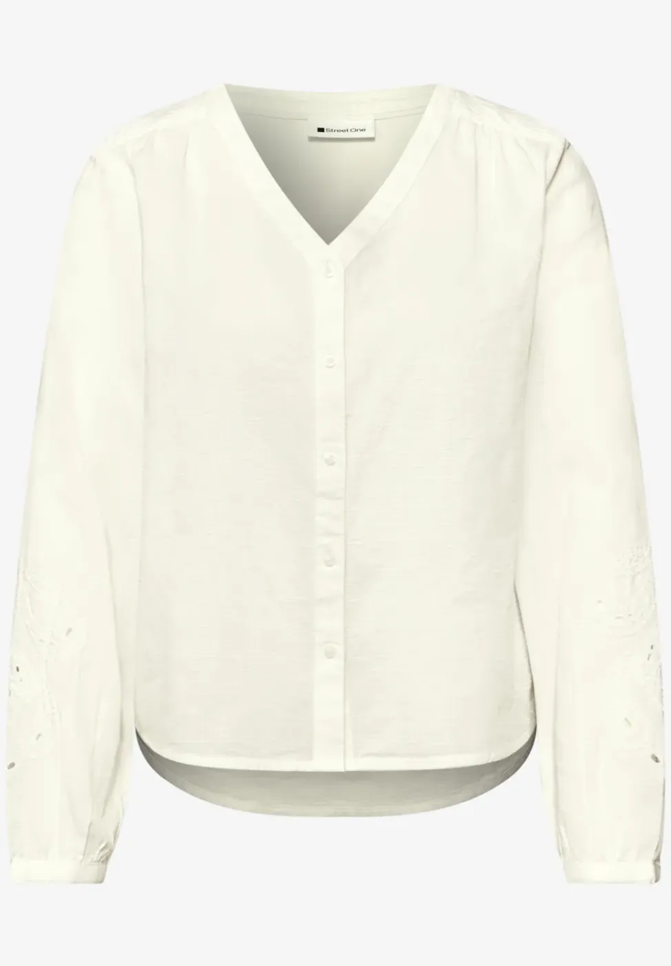Blouse met V-hals en borduursel