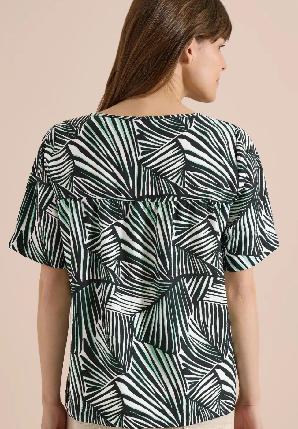 Blouseshirt met korte mouwen en all-over print