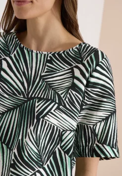 Blouseshirt met korte mouwen en all-over print