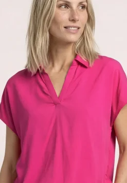 Blouseshirt met overhemdkraag en elastische zoom
