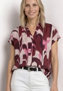 Blouseshirt met overhemdkraag en elastische zoom