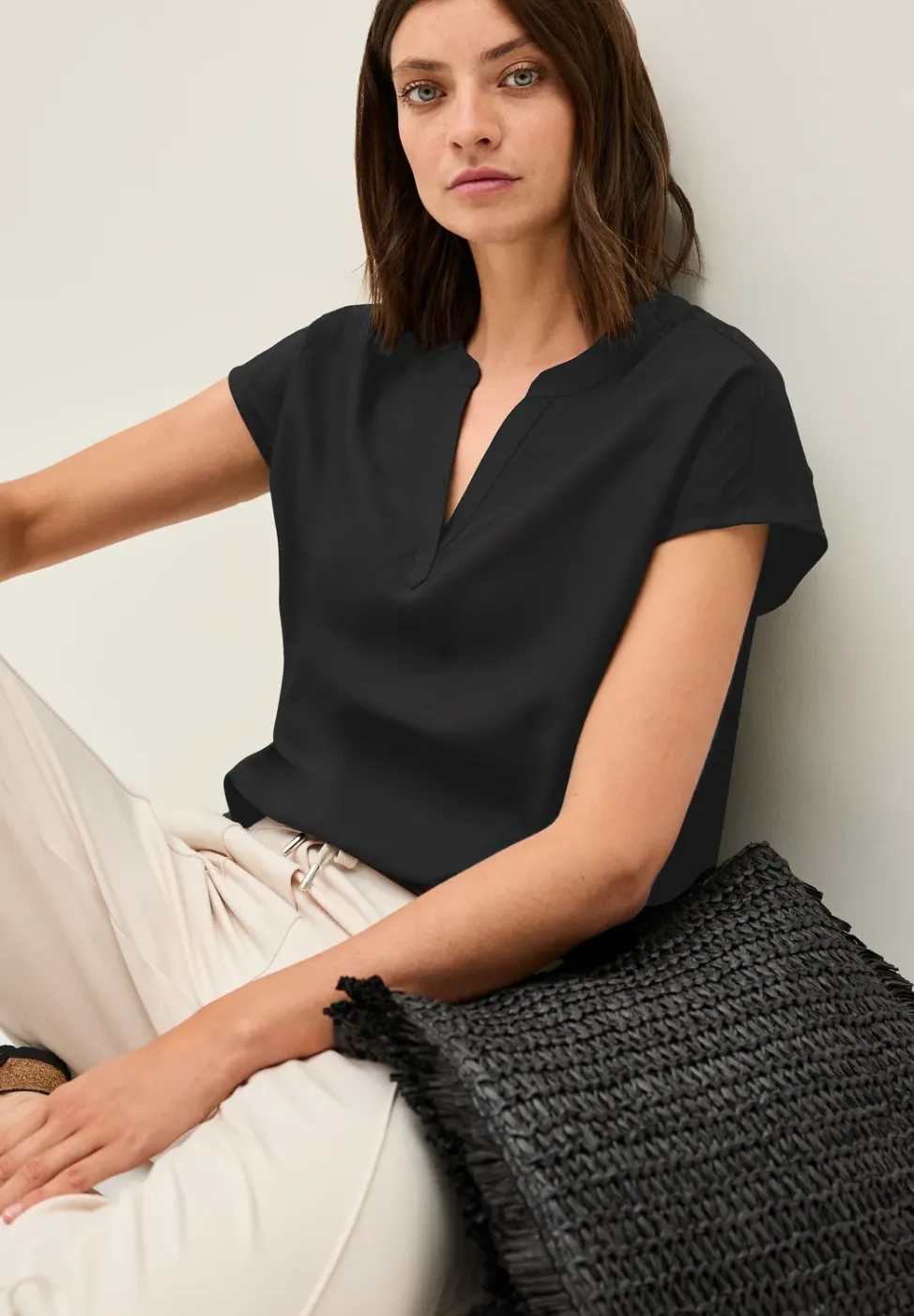 Blouseshirt in effen kleur