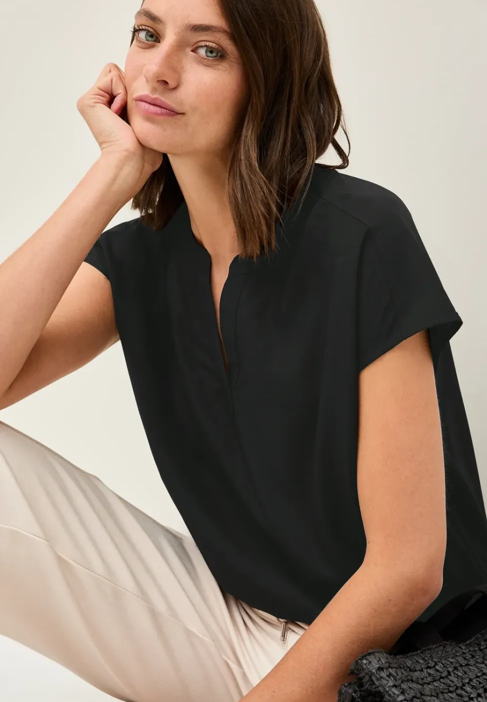 Blouseshirt in effen kleur