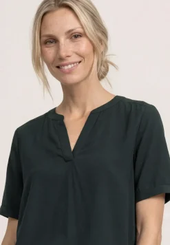 Blouseshirt in effen kleur met gespleten hals