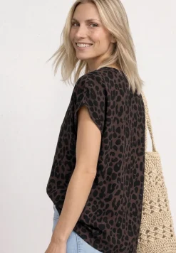 Blouseshirt met gespleten hals en leopatroon