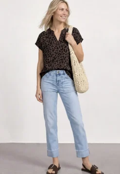 Blouseshirt met gespleten hals en leopatroon