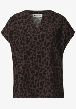 Blouseshirt met gespleten hals en leopatroon