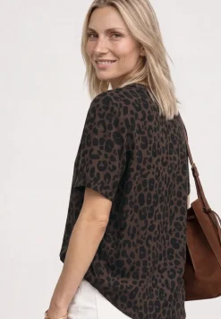 Blouse shirt met gespleten hals en print