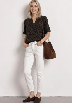 Blouse shirt met gespleten hals en print