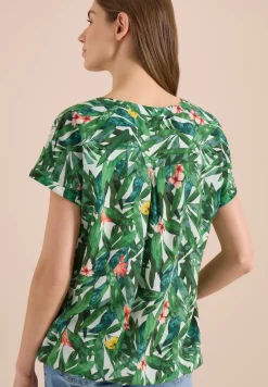 Blouseshirt met korte mouwen en gespleten hals