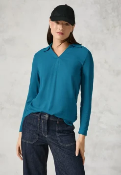Blouse shirt met materiaalmix