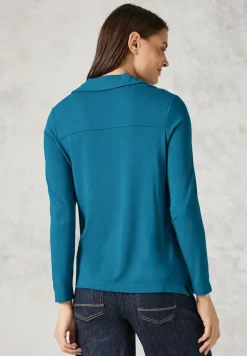 Blouse shirt met materiaalmix