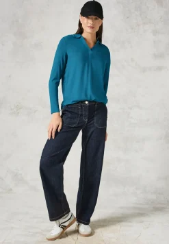 Blouse shirt met materiaalmix