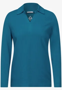 Blouse shirt met materiaalmix