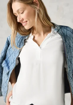Blouse shirt met materiaalmix