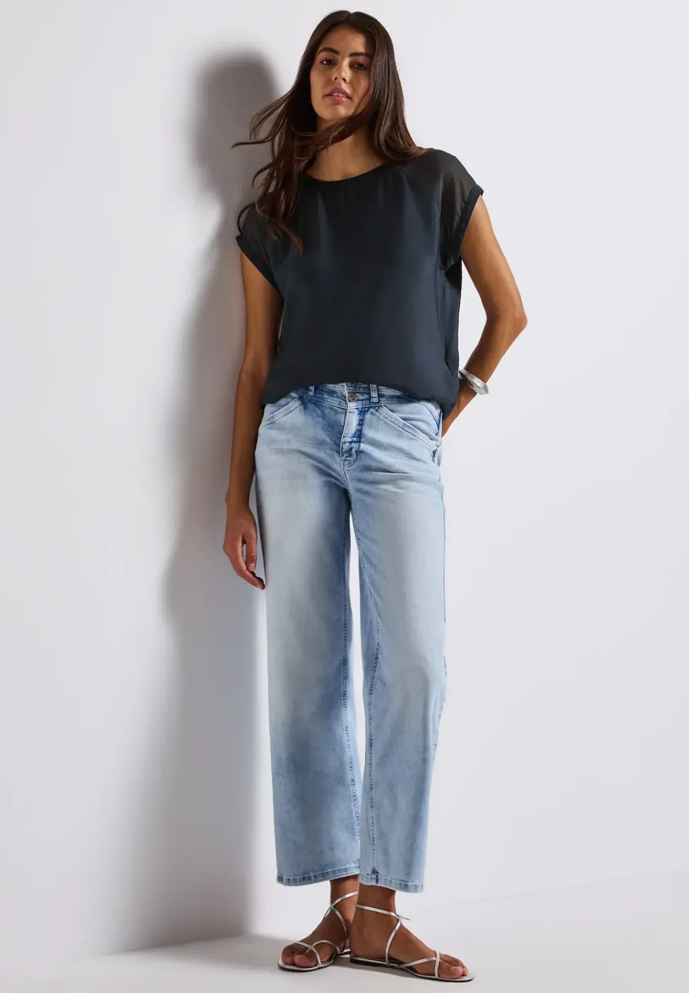 Blouse shirt met mesh detail