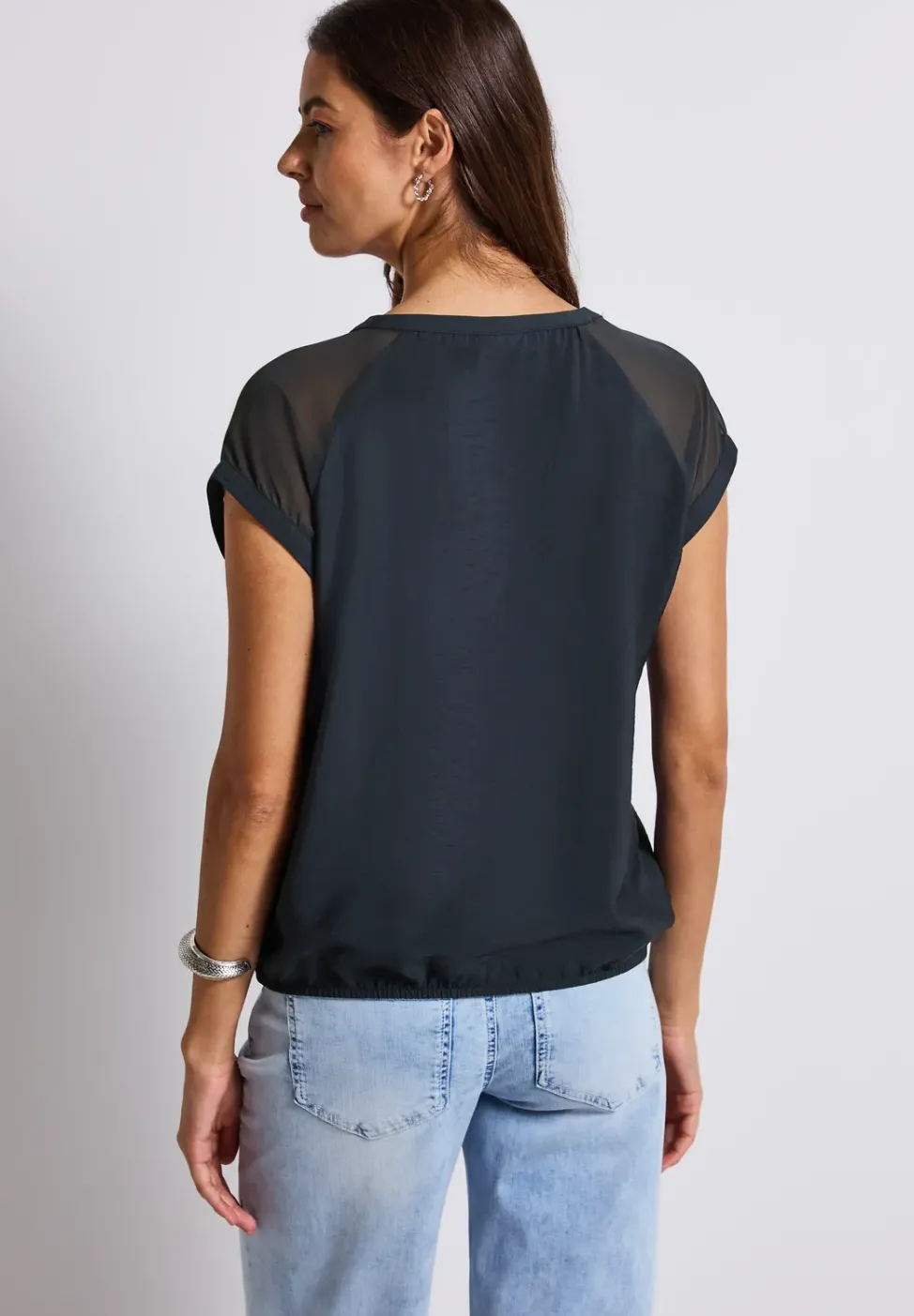 Blouse shirt met mesh detail