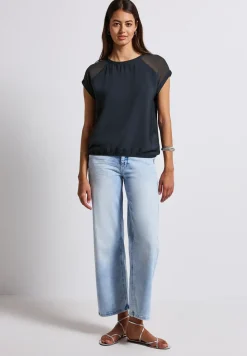 Blouse shirt met mesh detail