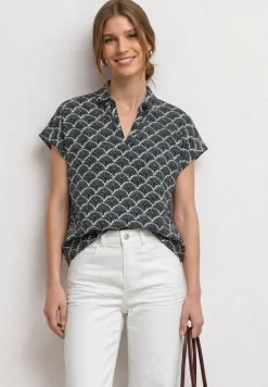 Blouseshirt met overhemdkraag en elastische zoom