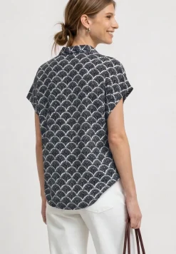 Blouseshirt met overhemdkraag en elastische zoom