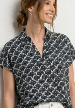 Blouseshirt met overhemdkraag en elastische zoom