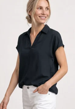 Blouseshirt met overhemdkraag en elastische zoom
