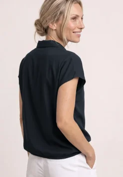 Blouseshirt met overhemdkraag en elastische zoom