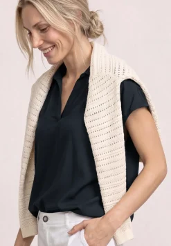 Blouseshirt met overhemdkraag en elastische zoom
