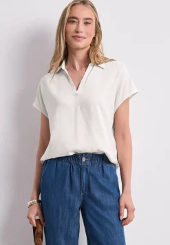 Blouseshirt met overhemdkraag en elastische zoom