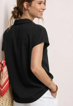 Blouseshirt met overhemdkraag en elastische zoom