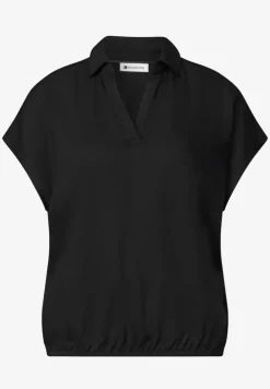 Blouseshirt met overhemdkraag en elastische zoom