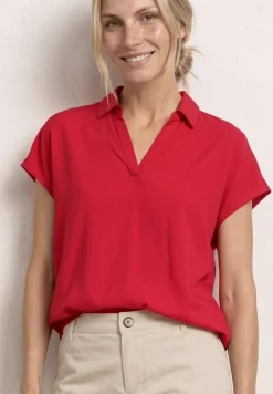 Blouseshirt met overhemdkraag en elastische zoom
