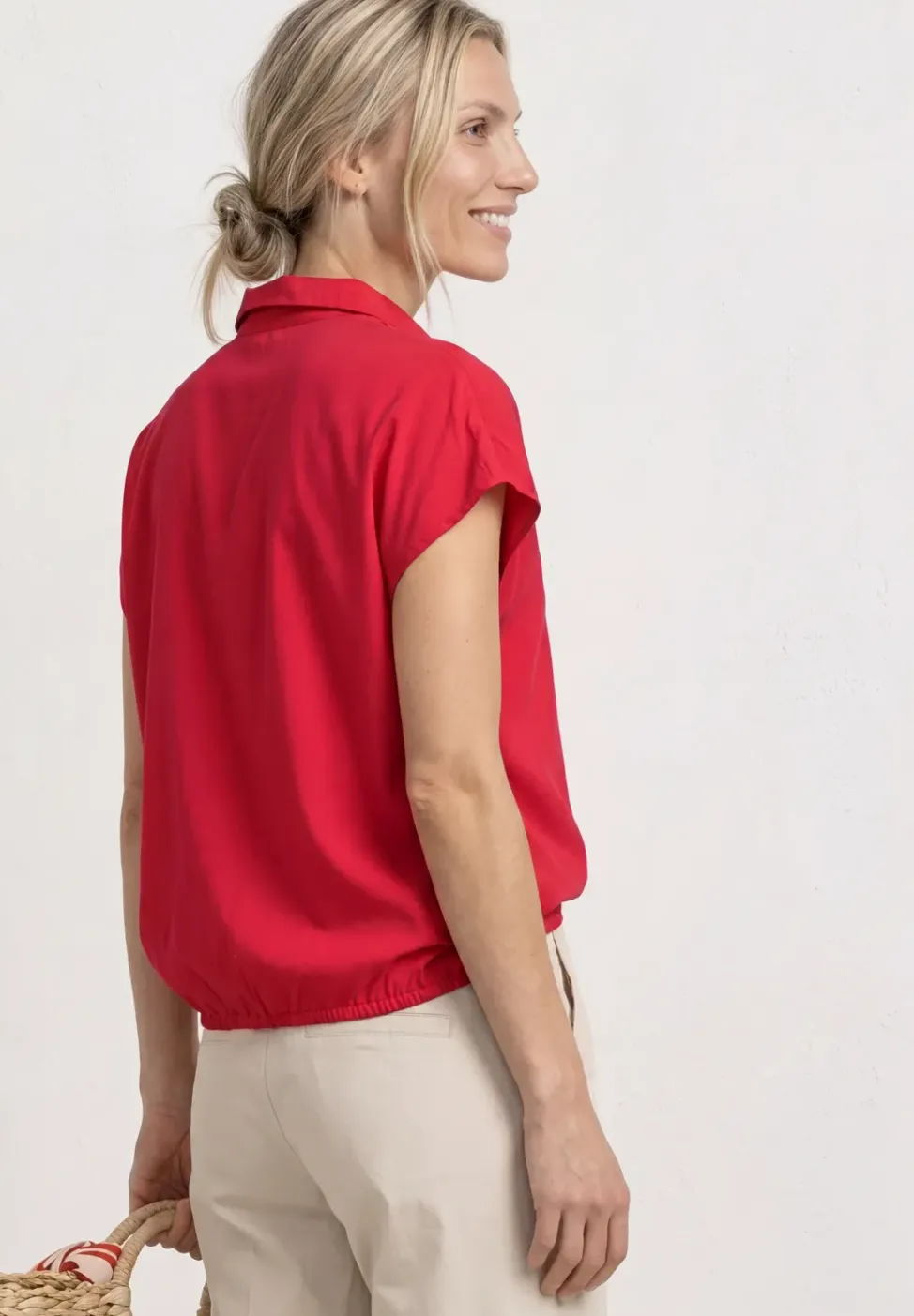 Blouseshirt met overhemdkraag en elastische zoom