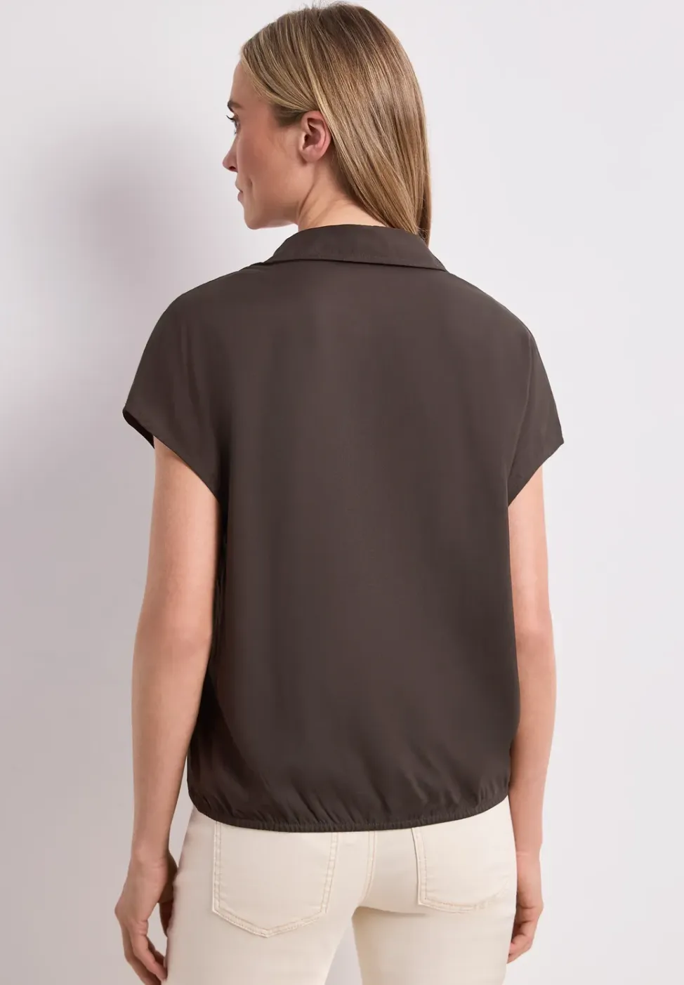 Blouseshirt met overhemdkraag en elastische zoom