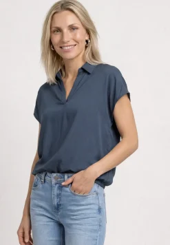 Blouseshirt met overhemdkraag en elastische zoom
