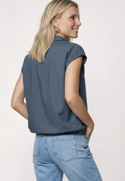 Blouseshirt met overhemdkraag en elastische zoom
