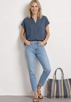 Blouseshirt met overhemdkraag en elastische zoom