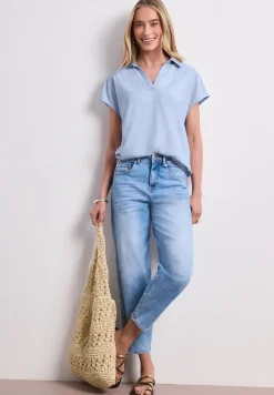 Blouseshirt met overhemdkraag en elastische zoom