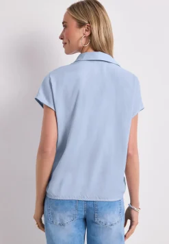Blouseshirt met overhemdkraag en elastische zoom
