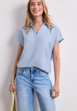 Blouseshirt met overhemdkraag en elastische zoom