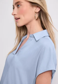 Blouseshirt met overhemdkraag en elastische zoom